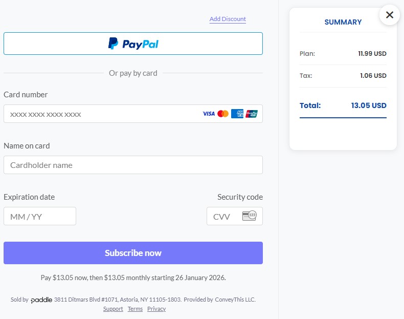 Paddle plan payment window
