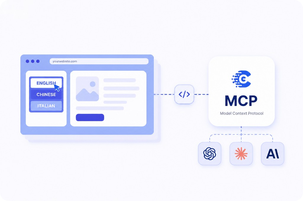 Multilingual website connected through ConveyThis Model Context Protocol to AI assistants